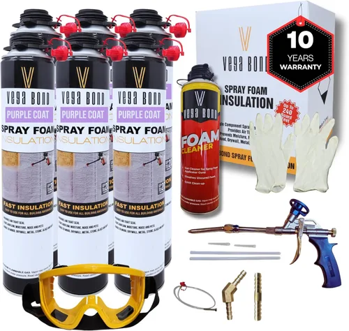 Miniatura 13 de Vega Bond SF001 paquete con pistola y limpiador, un solo componente premium, autoexpandible, espuma en aerosol de aislamiento de celdas cerradas