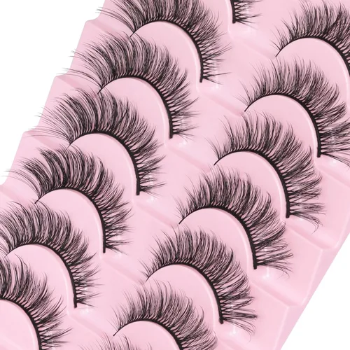 Miniatura 93 de Veleasha Pestañas postizas de manga puntiagudas, 100% hechas a mano, aspecto natural, pestañas postizas ligeras con banda transparente suave