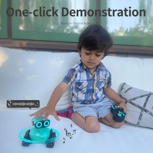 Miniatura 2 de GILOBABY - Juguetes de robots, juguete de robot con control remoto, robots RC para niños con ojos LED, cabeza y brazos flexibles, movimientos