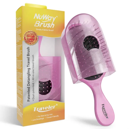 Miniatura 11 de NuWay Traveler Cepillo desenredante para el cabello, cepillo compacto de viaje para bolso, gimnasio y transporte diario, cuidado suave del cuero