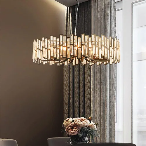 Miniatura 3 de LOVEDIMA Candelabro negro, cristal redondo de 10 luces de altura ajustable para comedor, dormitorio, sala de estar, vestíbulo, isla de cocina