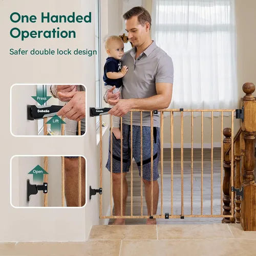 Miniatura 6 de Babelio Puerta Extra Alta para Bebé/Perro de 34" con Diseño Sin Umbral Puerta de Paso, Puerta de Seguridad de Cierre Automático de 26-43