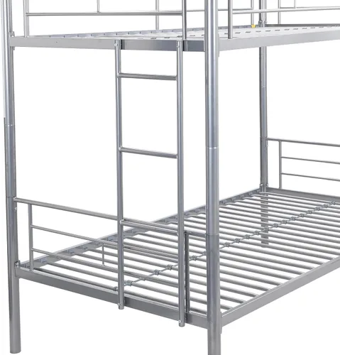 Miniatura 8 de Merax Litera de metal resistente de tamaño individual sobre individual con nido y escalera extraíble, se puede dividir en dos camas, no necesita