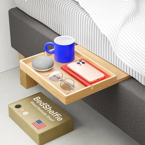 Miniatura 7 de BedShelfie - Estante de cabecera para dormitorio con litera y litera superior, elementos esenciales para dormitorio universitario, cadí de cabecera