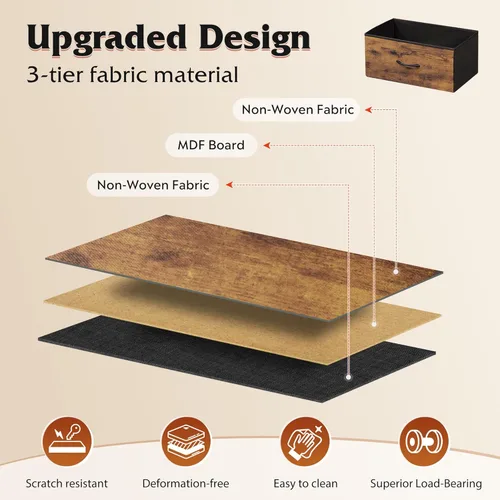 Miniatura 6 de WLIVE - Mesita de noche pequeña con 2 cajones y parte superior de madera, mesita de noche con contenedores de tela, mesa auxiliar para dormitorio