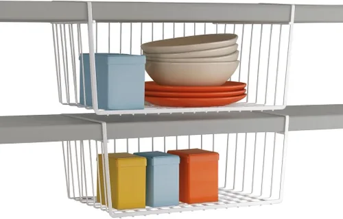 Miniatura 13 de Modern Home Cestas de almacenamiento de alambre para debajo del estante, organizador colgante para gabinete, despensa o armario, cesta de metal
