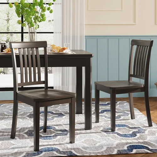 Miniatura 10 de Juego de 2 sillas de comedor, sillas de madera de granja con respaldo alto de husillo, sillas de madera de 17.3 pulgadas para cocina y comedor