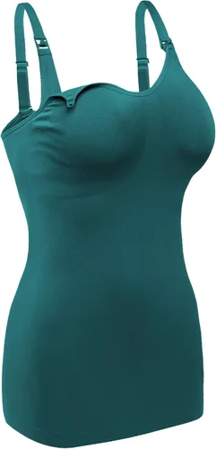 Miniatura 4 de Camisetas sin mangas de maternidad para mujer con brasier integrado para lactancia materna, paquete de 4