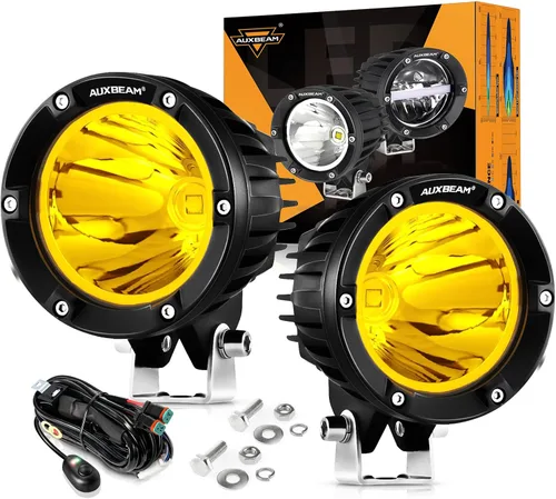 Miniatura 19 de Auxbeam Cápsulas LED de cubo de 4 pulgadas, luces superbrillantes de 60 W, luces auxiliares de inundación, luz de conducción de motocicleta