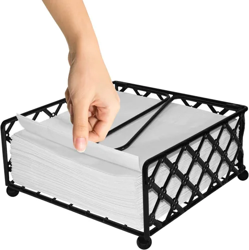 Miniatura 4 de Blue Donuts Lattice Collection Servilletero, servilleteros para mesas, servilleteros de mesa de comedor para cocina, servilletero plano, color negro