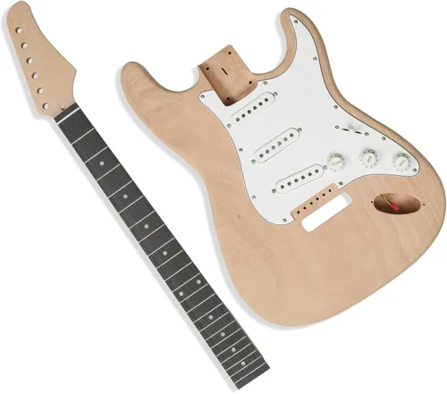 Ktaxon Kit de guitarra eléctrica DIY con cuerpo de caoba, kit de guitarra eléctrica de 6 cuerdas de tamaño completo con cuello de arce, correa para
