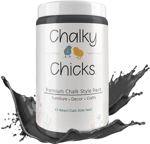Miniatura 59 de Chalky Chicks - Pintura mate a la tiza, no requiere lijado, 4 onzas líquidas, color gris oscuro (Gun Metal Gray), para muebles, pintura sin Gris