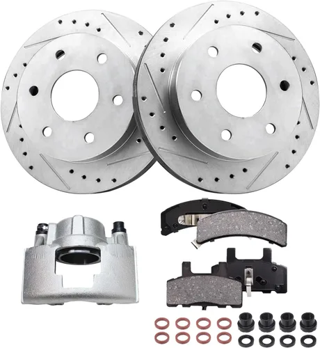Miniatura 22 de Detroit Axle - Kit de freno delantero para Ford Explorer Mercury Mountaineer 2002-2005 Bujes de rodamiento de rueda perforados y ranurados rotores