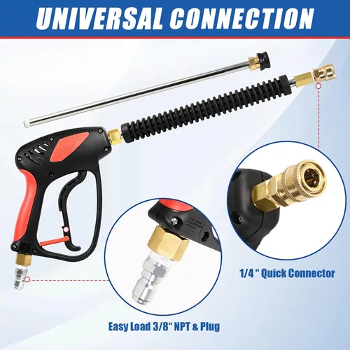 Miniatura 5 de TOOLCY Pistola de lavado a presión, pistola de lavado de potencia ajustable con giro y varilla de extensión, 4000 PSI, 26.5 LPM, conexión rápida