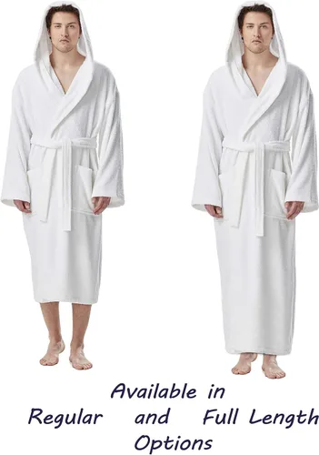 Miniatura 2 de Arus - Bata de baño clásica de algodón turco con capucha para hombre, con opción de longitud larga