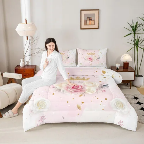 Miniatura 127 de Erosebridal Juego de ropa de cama de princesa de ballet, tamaño Queen, juego de edredón de 3 piezas para niñas bailarinas de ballet, lindo juego