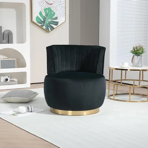 Miniatura 12 de Silla giratoria de terciopelo, sillón giratorio tapizado de 360 grados, moderno y cómodo sillón redondo para sala de estar pequeña, dormitorio