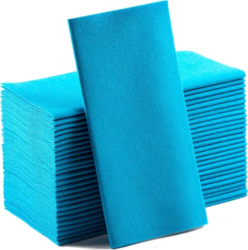 Miniatura 25 de Servilletas de papel azul bebé, tela desechable de lino como servilletas de cena, toallas de mano, suaves, absorbentes, servilletas de mano de papel
