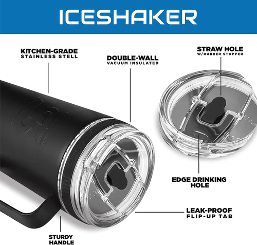 Miniatura 2 de Ice Shaker Vaso flexible de acero inoxidable de 26 onzas con asa, como se ve en Shark Tank, vaso blanco moderno para beber