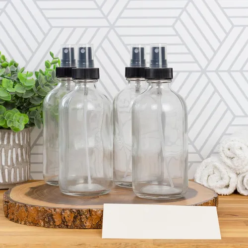 Miniatura 2 de Cornucopia Brands Botellas de spray de vidrio transparente de 8 onzas (paquete de 4) Boston Round con atomizador Spritzers para aromaterapia