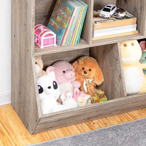 Miniatura 7 de HOOBRO Estantería para niños, estantería con cabecera, cubo de almacenamiento de juguetes, estantería para juguetes de niños, gabinete
