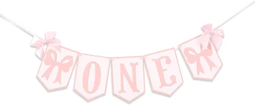 Cartel para silla de bebé, color rosa y blanco, pancarta de arco uno, decoración de fiesta rosa y blanco, decoración de primer cumpleaños para niña,