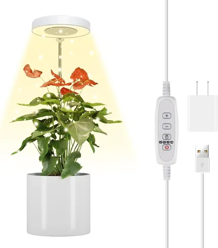 Juhefa Luz de crecimiento para plantas de interior, lámpara halógena de espectro completo de 4000K blanco para plántulas, suculentas, plantas