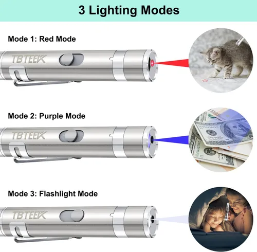Miniatura 4 de TBTeek Juguetes para gatos, recargables, 3 modos de luz y 5 patrones ajustables, juguete portátil interactivo para gatitos, perros, gatos, ratón
