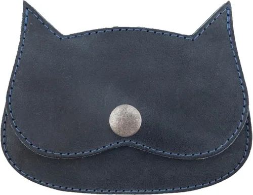 Miniatura 13 de Hide & Drink, Cartera en forma de gato, bolsa para monedas, soporte para dinero, accesorio de viaje, cuero de grano completo, hecho a mano, Negro