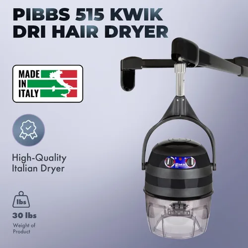 Miniatura 4 de Pibbs 515 Kwik Dri - Secador de pelo montado en la pared para salones profesionales, secadora con capucha de 1100 W, brazo de pared ajustable de 6