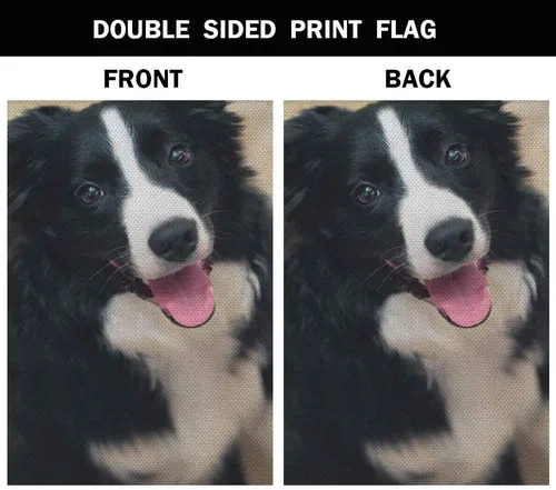 Miniatura 2 de AOYEGO Border Collie - Bandera de arpillera de doble cara de tela de alta calidad para perros, mascotas, cachorros, animales en blanco y negro