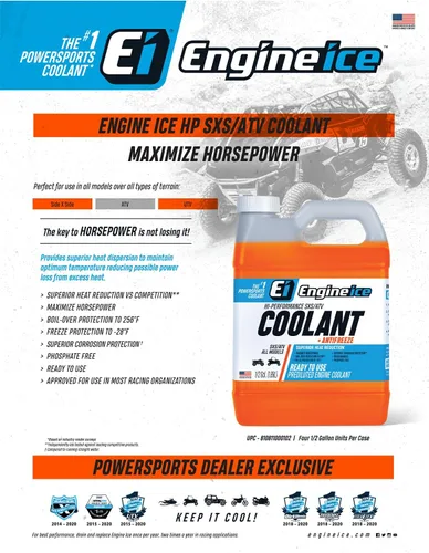 Miniatura 3 de Engine Ice Refrigerante y anticongelante SXS/ATV de alto rendimiento, naranja, 0.5 galones, refrigeración óptima, sin fosfatos, listo para usar
