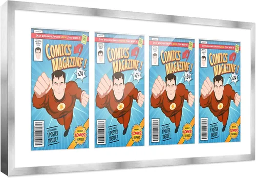 Miniatura 119 de Poster Palooza Marco de cómic con paspartú para 1 cómic de la Edad de Bronce publicado entre 1970 y 1985, marco de cómic negro para cómic de 7.25 x