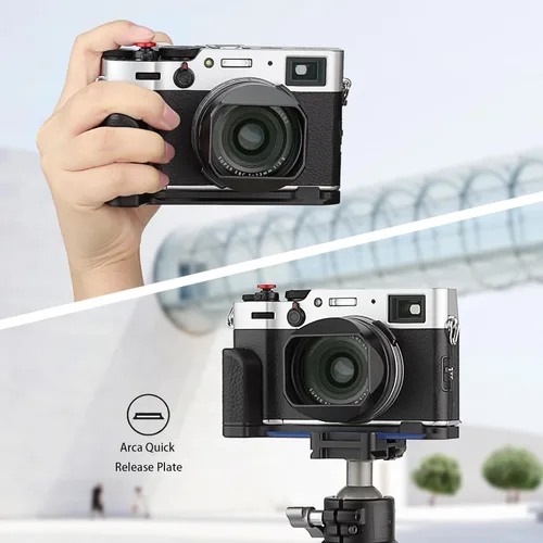 Miniatura 2 de Haoge HG-X100V Placa de liberación rápida Soporte de cámara Soporte de mano para Fujifilm Fuji X100V X100F Cámara Fit Arca Swiss Sunwayfoto Kirk RRS