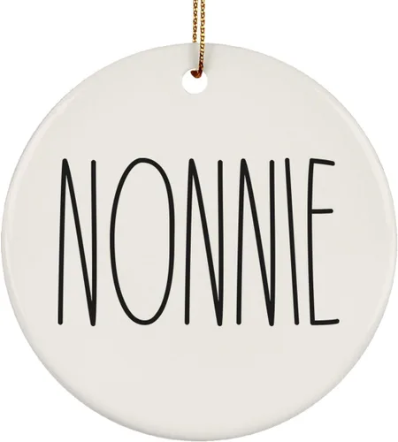 Miniatura 45 de Adorno familiar de Navidad, regalos de hija, hijo, adorno de círculo de cerámica de 3 pulgadas para colgar en el árbol – Día de la Madre