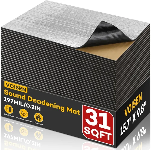 Miniatura 9 de VOISEN Material de Amortiguamiento de Sonido para Autos, 197 mil (5mm) 21 pies cuadrados, Atenuador de Sonido Automotriz con Acabado de Hoja