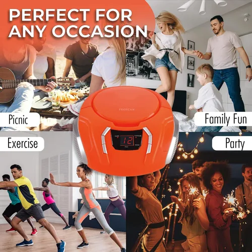 Miniatura 4 de Reproductor de CD portátil Boombox con radio AM/FM + altavoces incorporados + entrada auxiliar para teléfono/auriculares/cualquier audio