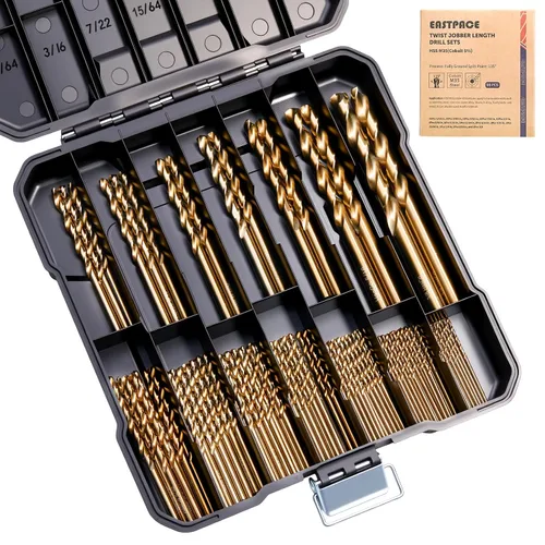 Miniatura 9 de Juego de brocas de cobalto M35 de 13 piezas, de 1/16 pulgada a 1/4 pulgada, kit de brocas de trabajo Jobber para acero inoxidable, metal duro