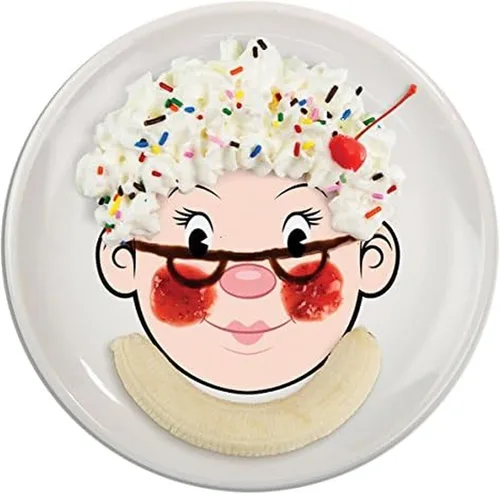 Miniatura 7 de Genuine Fred, Plato de actividad de cerámica FOOD FACE, blanco, diámetro de 8.5 pulgadas