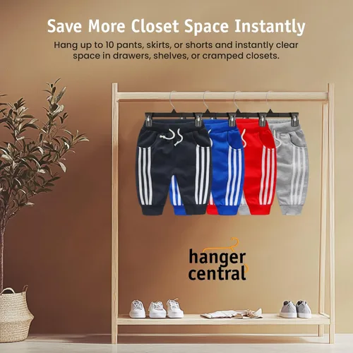 Miniatura 2 de Paquete de 30 perchas para pantalones, perchas delgadas de plástico de 10 pulgadas con clips para faldas, pantalones, pantalones cortos, organizador