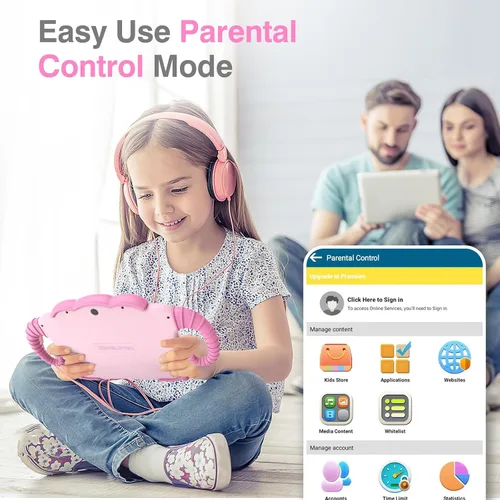 Miniatura 5 de Tableta infantil de 7 pulgadas para niños de 3 a 7 años, tableta para niños pequeños con juegos educativos, tabletas de 32 GB para niños con Rosa