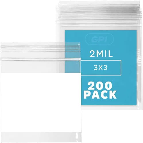 Miniatura 8 de GPI - Mini bolsas con cremallera de 1 x 1 pulgada, paquete de 1000 bolsas de plástico transparente con cierre con cremallera con bloque blanco