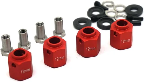 Miniatura 14 de MOHERO Bujes de rueda hexagonales de aleación de aluminio de 0.354 in de grosor y 0.472 in para Trx4 1/10 RC modelo Crawler (rojo, 0.354 in)
