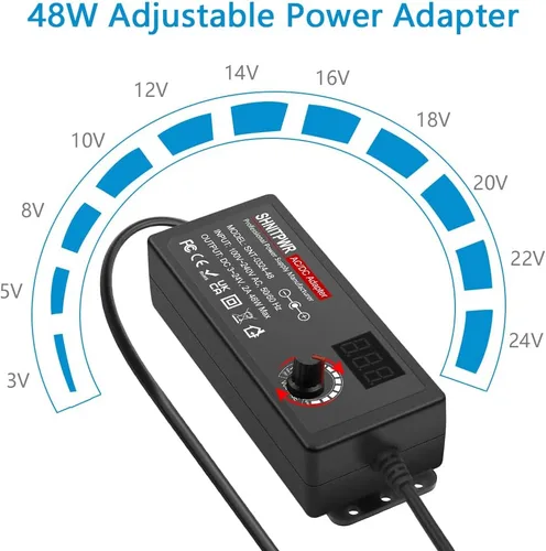 Miniatura 2 de SHNITPWR Adaptador universal de CA a CC 3V ~ 24V 2A 48W Fuente de alimentación conmutada 3V 5V 6V 9V 12V 15V 18V 19V 20V 24V 1A 1.5A 2 amperios