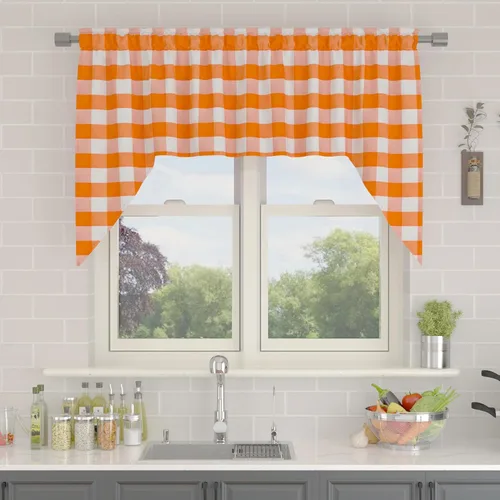 Miniatura 230 de Cenefas de cortina para ventana de 16 pulgadas de largo, 2 paneles de cuadros búfalo, cortinas pequeñas con bolsillo para barra, estilo clásico
