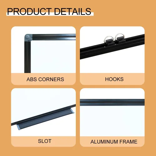 Miniatura 4 de Pizarra blanca de borrado en seco – Pizarra blanca magnética colgante de 24 x 18 pulgadas para pared con marco de aluminio negro para el hogar