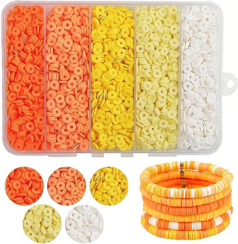 Miniatura 10 de 3500 cuentas de arcilla multicolor para hacer pulseras, cuentas de arcilla polimérica Heishi de 0.236 pulgadas, disco redondo plano para fabricación