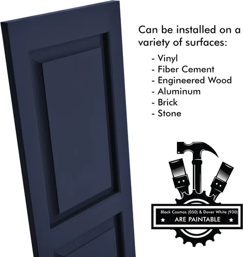 Miniatura 5 de Persianas de vinilo de panel elevado Pontiac Trail (1 par) 14.5"x31" - Cielo de noche azul marino Persianas de ventana para exteriores Incluye