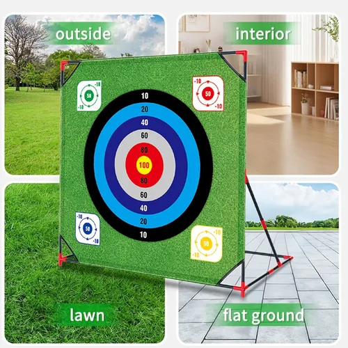 Miniatura 4 de Juego de astillado de golf con soporte: juego de objetivos de golf de batalla 4 en 1 con 16 bolas adhesivas, 8 bolsas de frijol, 2 pelotas