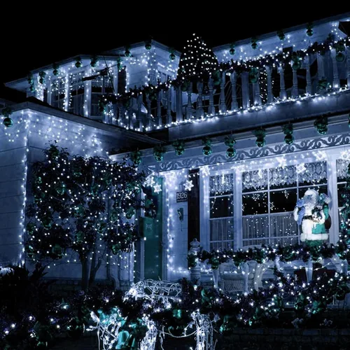 Miniatura 7 de TW SHINE Paquete de 2 Luces Solares de Navidad Decoraciones para Exteriores, Total 400 LED 132 Pies Luces Solares de Navidad para Exteriores con 8
